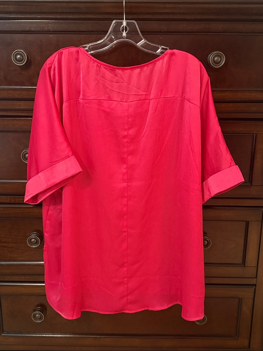 Bright Raspberry Short-Sleeve Scoop Neck Tunic - Picture 4 of 4